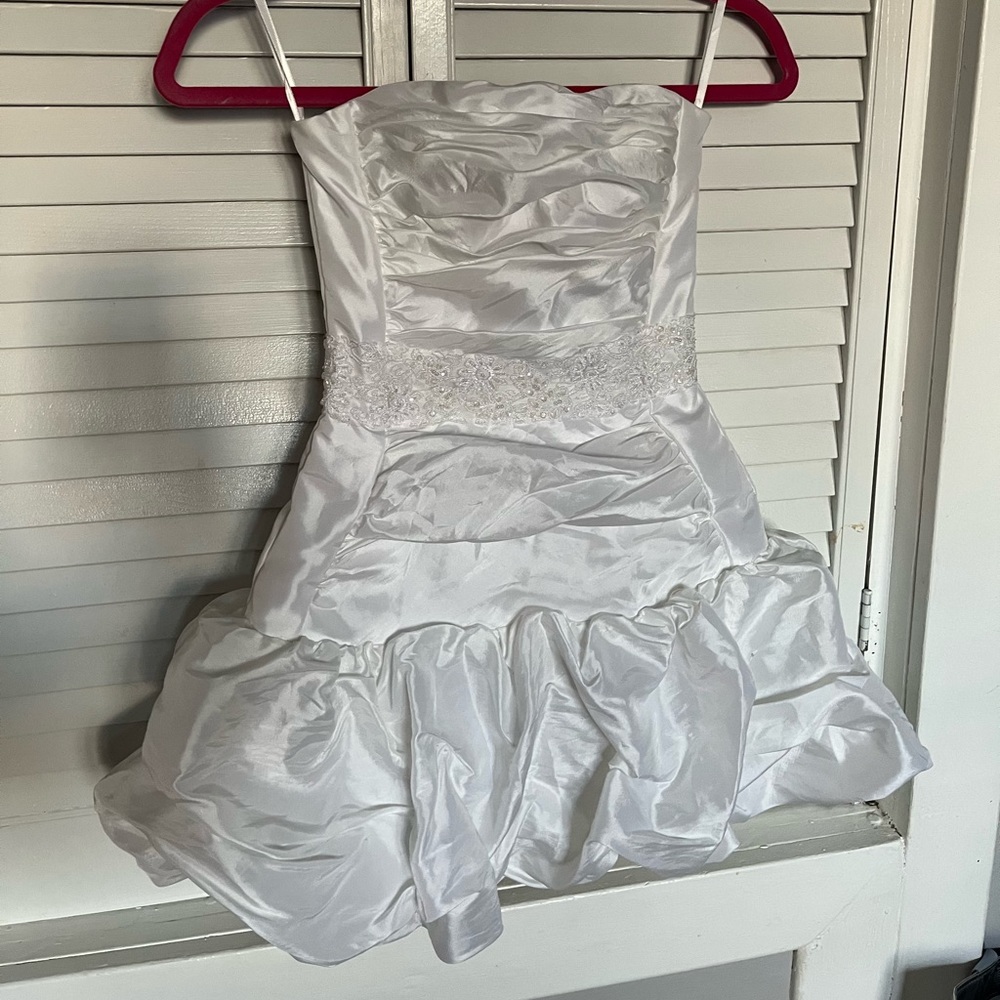 White strapless mini dress